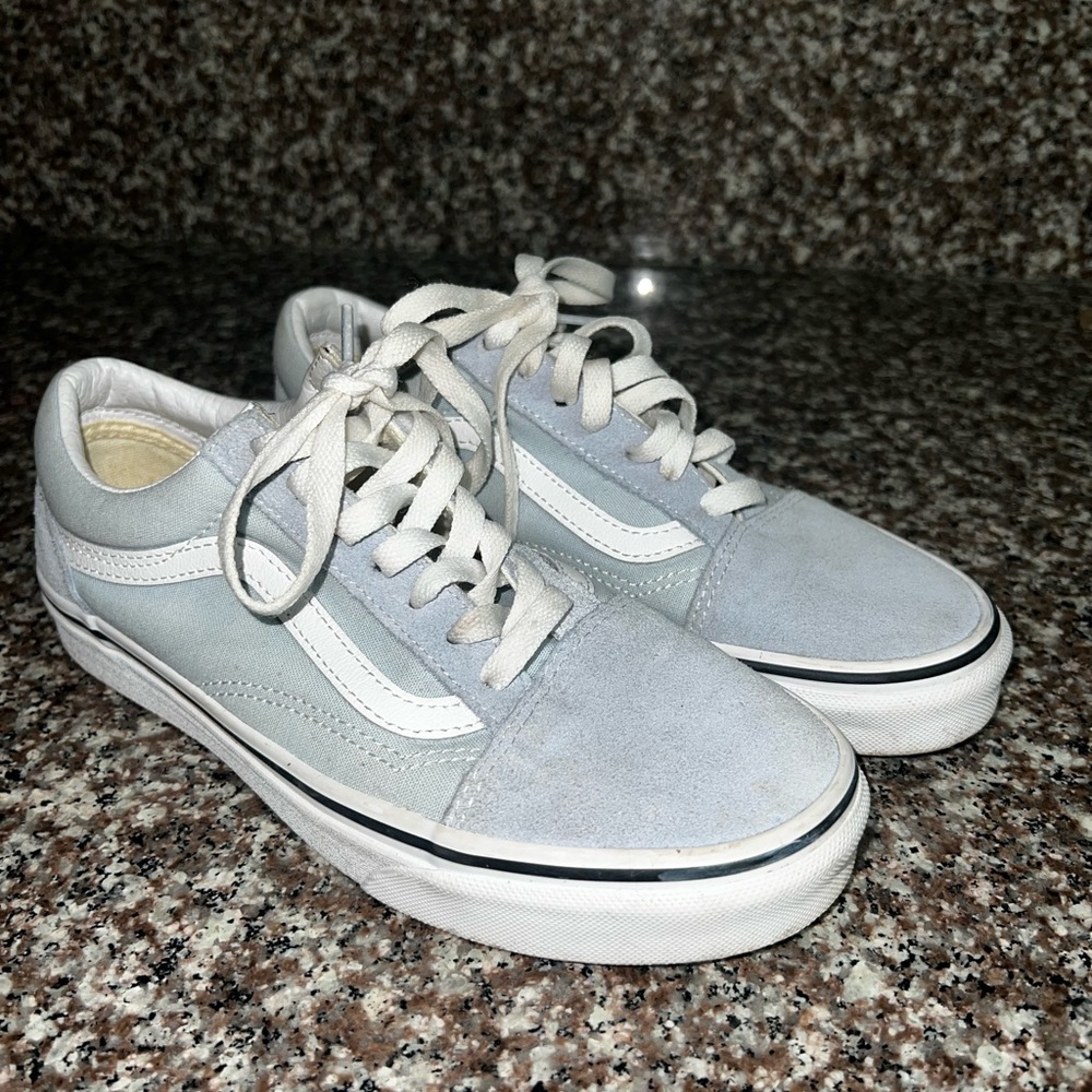 Blue vans old skool baby blue/ true white